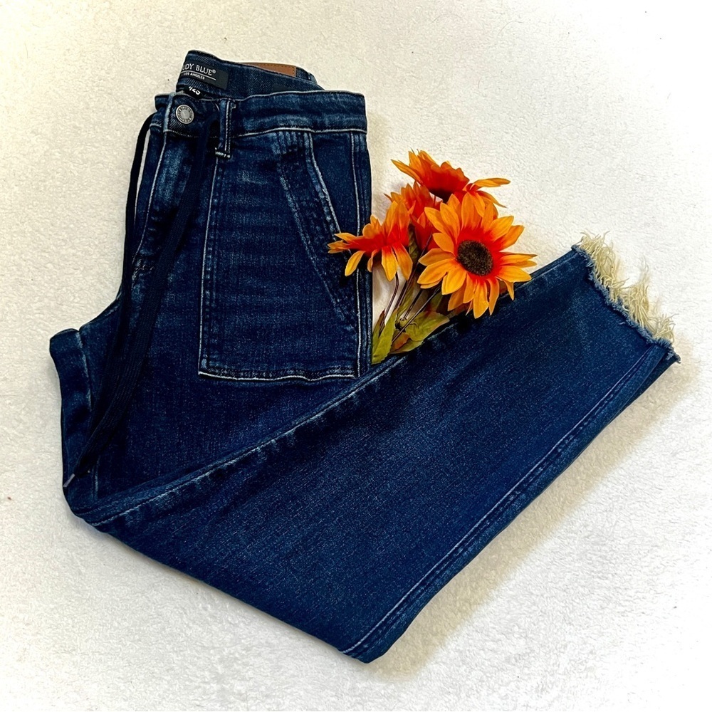 Judy Blue Dark Wash Tie Waist Tapered Jogger Jean - Size 1/25